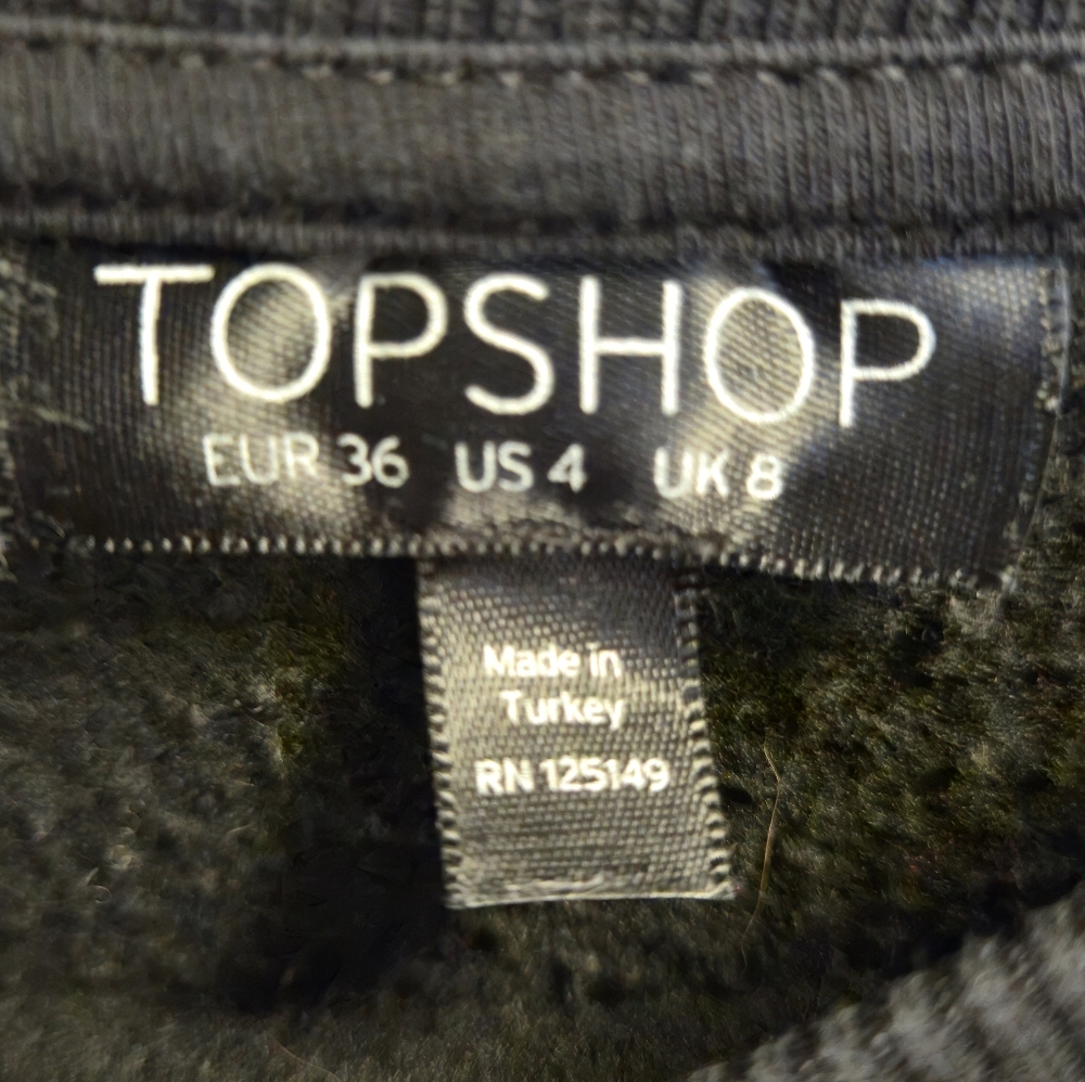 Topshop Black Sweatshirt with White Stitching - Picture 4 of 4